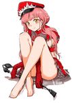  absurdres alluring_chief_warden_look bangs blunt_bangs convenient_arm fate/grand_order fate_(series) feet gloves hat highres holding_whip legs long_hair looking_at_viewer medb_(fate)_(all) medb_(fate/grand_order) military military_hat military_uniform no_panties pink_hair red_gloves red_hat short_sleeves sitting skirt smile solo takuji_yuusaku thighs tied_hair uniform whip yellow_eyes 