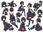  :o backless_dress backless_outfit bangs bare_shoulders black_dress black_eyes black_hair black_legwear black_ribbon closed_mouth crossed_arms dress from_behind from_side hammer_(sunset_beach) legs_up looking_at_viewer lying monogatari_(series) multiple_views neck_ribbon no_shoes on_side on_stomach oshino_ougi parted_lips ribbon short_hair simple_background sitting smile smug standing thighhighs white_background 