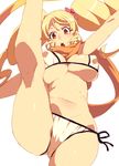  :o bangs bare_arms bare_legs bare_shoulders blonde_hair blush bra breasts covered_nipples cowboy_shot cure_honey happinesscharge_precure! highres large_breasts leg_lift leg_up long_hair looking_at_viewer navel oomori_yuuko open_mouth orange_eyes orange_scarf outstretched_arms panties precure scarf side-tie_panties simple_background skindentation solo spread_arms standing standing_on_one_leg tasaka_shinnosuke twintails underwear white_background white_bra white_panties 