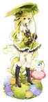  absurdres bare_shoulders breasts chilling_hedgehog_(elsword) cleavage detached_sleeves elf elsword g_ieep gloves green_eyes green_hair green_sleeves hair_ornament highres large_breasts long_hair looking_at_viewer pointy_ears rena_(elsword) skirt smile solo wind_sneaker_(elsword) 