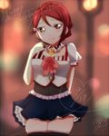  birthday blush brown_eyes dress long_hair love_live!_sunshine!! maroon_hair odango sakurauchi_riko smile 