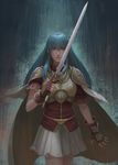  armor blue_eyes blue_hair breastplate cape eirika fire_emblem fire_emblem:_seima_no_kouseki gloves holding holding_sword holding_weapon long_hair looking_at_viewer pauldrons skirt solo sword weapon yagaminoue 