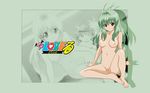  1boy 1girl blush breasts full_body green_hair highres long_hair nipples nude partially_colored run_elsie_jewelria solo to_love-ru toloveru uncensored wallpaper 