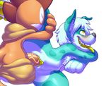  2016 abdominal_bulge anthro blush canine dog duo erection female gerkk interspecies mammal nintendo penis pok&eacute;mon pok&eacute;mon_(species) pok&eacute;philia scrafty simple_background tongue tongue_out video_games white_background 