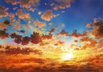  blue_sky cloud cloudy_sky commentary_request highres no_humans outdoors sakanamodoki scenery sky sunlight sunset 