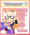  2017 :3 animal_humanoid anthro ask_blog blonde_hair body_pillow cosplay costume dragon_humanoid english_text eyewear feline female front_view fur geek glasses hair half-length_portrait humanoid leopard male mammal naruto nerd pillow portrait smile solo sora_(tokifuji) spots tan_fur text tohru_(dragon_maid) tokifuji tumblr 