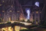  arch bad_id bad_pixiv_id bridge city commentary_request door fantasy gate lights miso_katsu night no_humans original outdoors scenery 