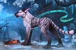  2017 ambiguous_gender day detailed_background digital_media_(artwork) feline feral fur grey_fur mammal outside paws purple_eyes solo stanidng striped_fur stripes white_fur yakovlev-vad 