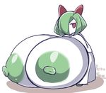  big_breasts breasts female green_hair green_nipples hair huge_breasts humanoid hyper hyper_breasts kirlia nintendo nipples not_furry petronoise pok&eacute;mon pok&eacute;mon_(species) red_eyes simple_background solo toony video_games white_background white_skin 