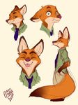  2017 anthro canine disney eyes_closed fox fur male mammal multiple_poses nick_wilde pose thatweirdpigeonlady tongue tongue_out zootopia 