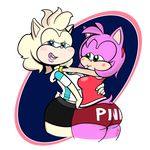  amy_rose anthro big_butt blush booty_shorts butt fan_character female fur hair kissing looking_at_viewer ota_(artist) pink_fur pink_hair saliva saliva_string sonic_(series) sophie_(argento) video_games white_fur white_hair white_shirt 