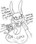  anthro big_breasts blush breasts buckteeth butterscotch_(mcsweezy) canine dialogue dog duo english_text eyelashes eyes_closed female frown granbun hair huge_breasts jewelry lagomorph mammal mature_female mcsweezy necklace nipple_bulge open_mouth open_smile rabbit smile sweat teeth text 