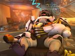  2017 3d_(artwork) 4:3 ape averyhyena digital_media_(artwork) fangs gorilla hi_res lying male mammal on_back overwatch paws primate sleeping solo source_filmmaker tongue video_games winston_(overwatch) 