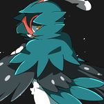  2017 ambiguous_gender anthro avian beak biped black_background crotch_tuft decidueye digital_drawing_(artwork) digital_media_(artwork) eye_markings feathered_wings feathers green_beak green_feathers green_tail grey_feathers half-closed_eyes half-length_portrait icon japanese kemono looking_back markings mask_(marking) multicolored_feathers nintendo nude orange_eyes orange_markings pok&eacute;mon pok&eacute;mon_(species) portrait pseudo_clothing rear_view sa_ba_can shiny_pok&eacute;mon simple_background solo spots spotted_feathers standing tail_feathers two_tone_eyes video_games white_feathers white_spots winged_arms wings yellow_eyes 