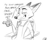  2017 anthro canine disney english_text fox fur male mammal nick_wilde simple_background sketch solo text toony trashasaurusrex white_background zootopia 