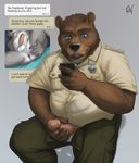  2017 5_fingers abs anthro anus balls bear black_nose blue_eyes brown_fur brown_hair butt canine clothed clothing cum cutaway duo erection firefighter front_view fur grey_fur hair handjob holding_penis humanoid_penis lying male male/male mammal masturbation nude on_back open_mouth open_pants penile_masturbation penis phone portrait precum presenting ronan_(aragonthefox) rov sex simple_background sitting slightly_chubby solo spread_legs spreading teasing texting three-quarter_portrait tongue tongue_out unprofessional_behavior white_balls wolf 