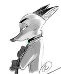  2017 anthro canine disney fox fur male mammal nick_wilde shock_collar simple_background sketch toony trashasaurusrex white_background zootopia 