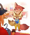  2017 angry animated antelope anthro canine clothed clothing digital_media_(artwork) disney fennec finnick fox fur green_eyes hat male mammal nick_wilde open_mouth pants seasaltlime shirt standing teeth zootopia 