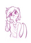  2017 alec8ter ambiguous_gender anthro blush chris_tylon clothed clothing half-length_portrait looking_at_viewer mammal monochrome mustelid otter pink_and_white portrait signature simple_background solo toony white_background wrist_tuft 