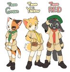  anthro boy_scout calico_cat canine cat clothing cub dog feline kemono looking_at_viewer mammal manmosu_marimo scouts shiba_inu shy simple_background smile toony uniform white_background young 