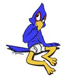  barefoot boxer_briefs clothed clothing falco_lombardi geekfox nintendo simple_background sitting star_fox toony topless underwear video_games white_background white_underwear 