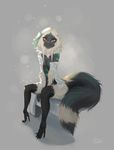  2017 anthro ariiah breasts cleavage clothed clothing digital_media_(artwork) eyelashes female fur hair heterochromia hi_res lemur looking_at_viewer mammal multicolored_fur open_mouth prehensile_feet primate simple_background smile solo white_fur white_hair xupo 