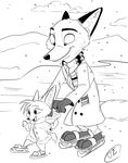  2017 anthro canine cub daughter disney duo fan_character father father_and_daughter female fox fur hi_res isabelle_wilde male mammal nick_wilde oggzz parent sketch toony young zootopia 