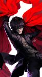  amamiya_ren black_hair glasses gloves highres looking_at_viewer male_focus mask persona persona_5 red_eyes simple_background smile solo supario 