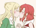  2girls blonde_hair couple eyes_closed french_kiss hand_holding interlocked_fingers izetta izetta_(shuumatsu_no_izetta) kiss long_hair multiple_girls ortfine_fredericka_von_eylstadt red_eyes red_hair shuumatsu_no_izetta tears yuri 