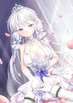  ation azur_lane blush dress illustrious_(azur_lane) long_hair personifi smile twintails veil violet_eyes wedding white_hair 