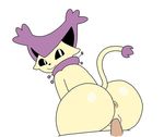  1girl animal_ears anus ass black_eyes delcatty disembodied_penis erection from_behind furry hetero jpeg_artifacts leaning_forward looking_back no_humans nude penis personification pokemon pokemon_(creature) pokemon_rse pussy sex simple_background smile solo tail uncensored vaginal white_background yuruki 