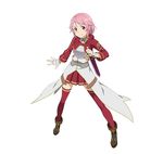  blade dress lisbeth_(sao-alo) official_art pink_hair red_eyes red_thighhighs short_hair smile sword_art_online tagme warrior 