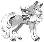  1boy animal_ears blush claws dog dog_ears dog_tail feet flying_sweatdrops furry half-closed_eyes looking_to_the_side lycanroc male_focus negoya no_humans paws pokemon pokemon_(creature) pokemon_sm simple_background solo standing sweat tail white_background 
