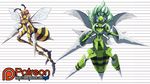  absurdres alternate_color beedrill blonde_hair breasts commentary dual_persona dual_wielding extra_eyes full_body fusion gen_1_pokemon green_hair height_chart highres holding insect_girl insect_wings long_legs medium_breasts mega_beedrill mega_pokemon mgx0 monster_girl mosquito_musume multiple_girls navel no_nipples nude one-punch_man patreon_logo patreon_username pokemon quadruple_wielding red_eyes shiny_pokemon stinger weapon wings 
