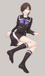  1boy crossdressing kurosu_jun lying male_focus persona persona_2 simple_background skirt smile socks trap 