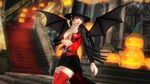  1girl 3d black_hair breasts dead_or_alive dead_or_alive_5 halloween hat large_breasts long_hair naughty_face nyotengu official_art smile solo tongue wallpaper wings 