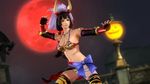  1girl 3d breasts dead_or_alive dead_or_alive_5 fighting_stance halloween ii_naotora large_breasts moon night official_art sengoku_musou solo wallpaper 