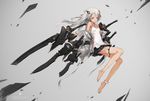  anklet bare_shoulders barefoot dot_triangle flat_chest headgear highres jewelry legs long_hair long_legs looking_at_viewer mecha_musume miniskirt neco original pleated_skirt revision skirt sleeveless solo white_hair 