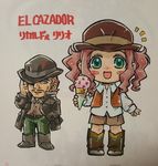  1girl 1man beard brown_hair el_cazador_de_la_bruja hat ice_cream lirio pink_hair ricardo smile text 