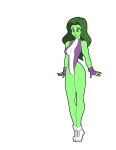  green_hair green_skin marvel muscular_woman she-hulk strong_woman 