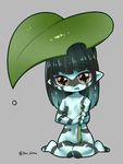  :p bangs barefoot black_hair black_skin blue_skin blue_tongue blunt_bangs breasts brown_eyes closed_mouth commentary_request eyebrows_visible_through_hair fewer_digits frog_girl full_body green_hair grey_background holding holding_leaf kai_himo leaf leaf_umbrella long_hair looking_at_viewer minigirl monster_girl multicolored multicolored_eyes multicolored_sclera multicolored_skin nude original pointy_ears simple_background sitting small_breasts smile solo tongue tongue_out twitter_username wariza water_drop 