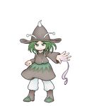  amanomori_shou androgynous antennae boots chikafumikou full_body green_eyes green_hair hat len'en pants short_hair slime smile solo transparent_background 