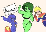  captain_marvel green_hair green_skin marvel muscular_woman she-hulk singularity strong_woman 