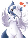  absol anthro blush heart mega_absol peeing pokemon spoken_heart standing tongue tongue_out uncensored urine 