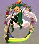  :| androgynous angel_wings bag bangs bare_shoulders black_legwear blonde_hair bob_cut boots closed_mouth crossdressing detached_sleeves diamond_(shape) elona expressionless feathered_wings feathers flower from_side full_body god gradient gradient_background green_eyes green_footwear green_hat green_shirt hair_between_eyes hat holding holding_scythe holding_weapon jester_cap kumiromi_of_harvest leaf legs_apart long_sleeves looking_at_viewer male_focus multicolored multicolored_background nose pantyhose platform_boots platform_footwear red_flower red_rose ribbon-trimmed_clothes ribbon-trimmed_headwear ribbon_trim rose scythe seed shirt skirt sleeveless sleeveless_shirt sleeves_past_wrists solo turtleneck water watering_can weapon white_skirt white_wings wide_sleeves wings yarai_(fdhjzs) yellow_flower yellow_rose 