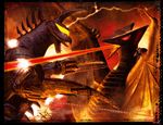  alien chains cyborg explosion fire gamera_(series) gigan glowing_eyes godzilla_(series) gyaos kaijuu laser tony_luke wings 