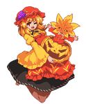  ;d aki_minoriko aki_shizuha apron blonde_hair brown_legwear dress eyebrows_visible_through_hair food fruit full_body grapes hat holding jack-o'-lantern jumping leaf long_sleeves lowres mask medium_hair mob_cap multiple_girls no_shoes one_eye_closed open_mouth outstretched_arms pantyhose pixel_art pumpkin red_apron red_eyes red_hat siblings sisters smile spread_arms takorin touhou transparent_background wide_sleeves 