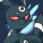  :3 aliasing animal_ears black_eyes blue_background bun_snn furry looking_to_the_side lowres no_humans pokemon pokemon_(creature) pokemon_gsc red_sclera simple_background solo standing tail umbreon 