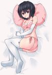  ass bad_id bad_pixiv_id bangs blush bow bow_bra bra breasts cleavage debutya_aki elbow_gloves eyebrows_visible_through_hair frown full_body gloves lace lace-trimmed_bra lace-trimmed_panties lying medium_breasts mouth_hold nagami_tomoko on_bed on_side panties pink_bra pink_panties pink_pillow ribbon-trimmed_legwear ribbon_trim saki shinohayu_the_dawn_of_age short_hair side-tie_panties solo sweat thighhighs toothpick underwear underwear_only white_gloves white_legwear 