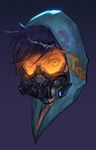  alternate_costume artist_name blue_hair face gas_mask goggles graffiti_tracer hood hoodie looking_at_viewer na_in-sung overwatch solo tracer_(overwatch) 